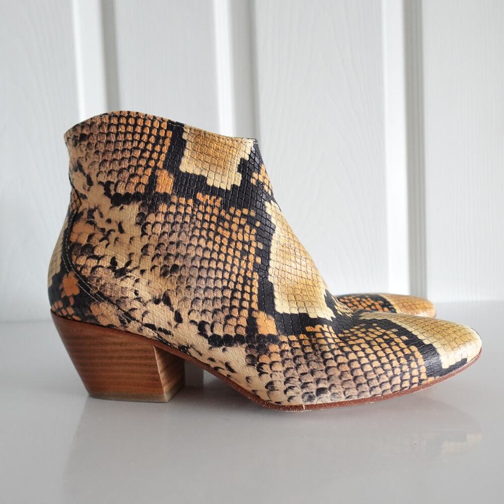 Homers Snake-Print Leather Cowboy Ankle Boots Western Rodeo Countrycore